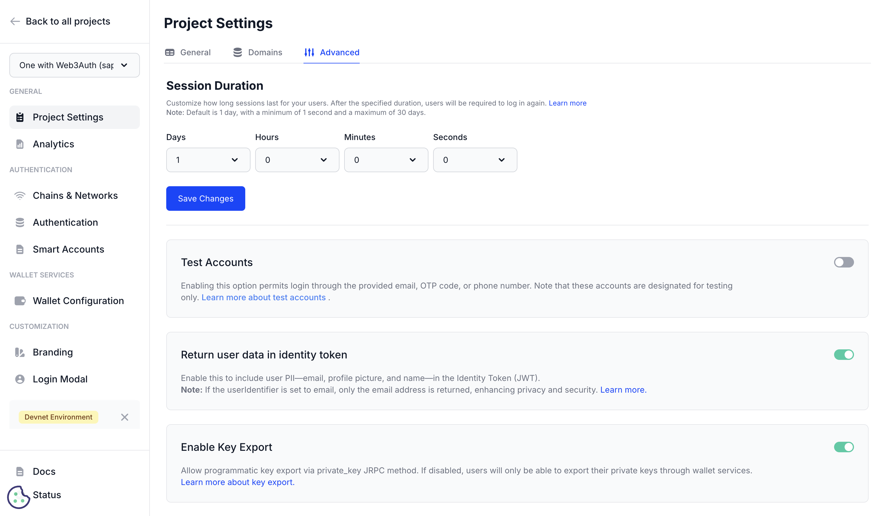 User Details Settings
